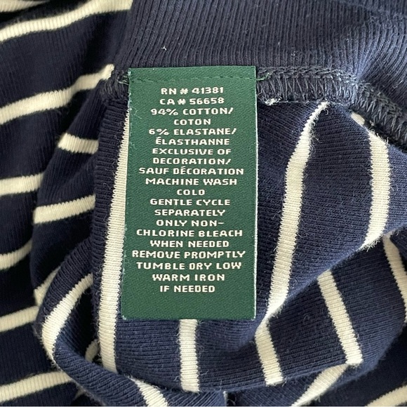 Lauren Ralph Lauren Women Size 2X Stripes Nautical Navy White Casual Comfy Top - Picture 8 of 8